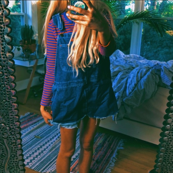 Tops - blue + red hipster striped long sleeve stranger th